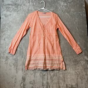 Athleta Del Sol Tunic Womens Sz S Pale‎ Peach Cover Up Long Sleeve Lightweight